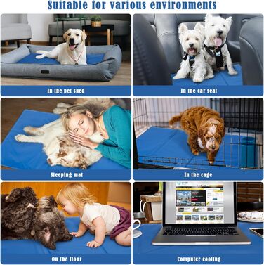 Велика охолоджуюча килимок Ownpets 100x60 см для собак і котів, самохолодний мат, синій, нетоксичний гель, XXL без малюнка