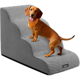 Сходинки для собак Feandrea, 4 сходинки, для маленьких собак, котів, водонепроникні, неслизькі, знімний чохол, сірий PPS004G01