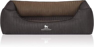 Ортопедичне собаче ліжко Knuffelwuff Outback XXL з лазерного стеганого штучного шкіряного покриття, 120 x 85 см - знімний чохол - легко мити - для великих, середніх та маленьких собак (Чорний/Бежевий, L 120 x W 85 x H 25 см)