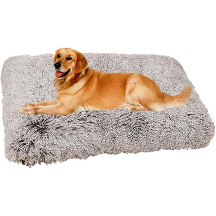 М'яке ліжко для собак SOAI, плюшеве килимк для собак, лежанка для собак, корзина для собак середніх порід (122x83 см, світло-коричневий)