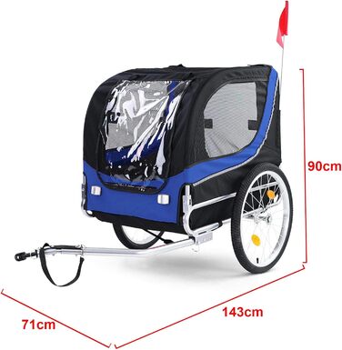 Причіп для велосипеда для собак, складний, блакитно-чорний, до 40 кг