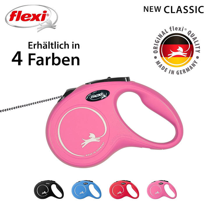 Рулетка для собак Flexi 25210769, розмір M, до 25 кг, 4.8 м, рожева