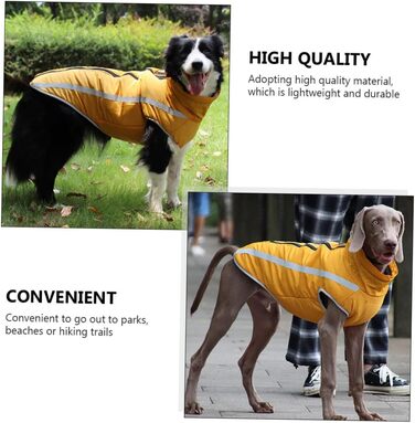 Водонепроникний дощовик для собак MERRYHAPY з флісовою підкладкою та світловідбиваючими смугами, жовтий, 50x60 см