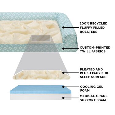 Килимок для собак Furhaven Trail Pup S: портативний, з сумкою, для подорожей, миючий, скласний, блакитно-сірий (Aqua/Granitgrau), 102x81x20 см