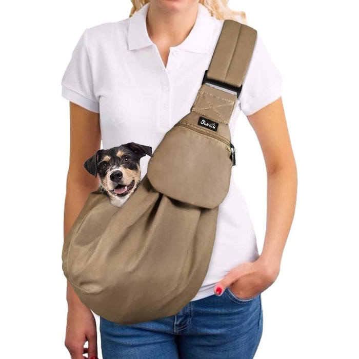 Сумка-переноска для собак SlowTon, водонепроникна, з регульованим плечовим ременем та передньою кишенею, L (для тварин 4,5-7,2 кг)