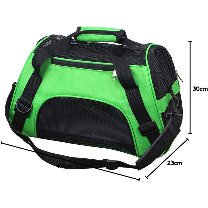 Транспортна сумка для котів та собак Levoberg, 47x30x23 см, зелена, M