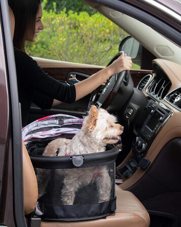 Переноска і автокрісло для маленьких собак і котів Pet Gear View 360 з сітчастою вентиляцією, квітковий принт