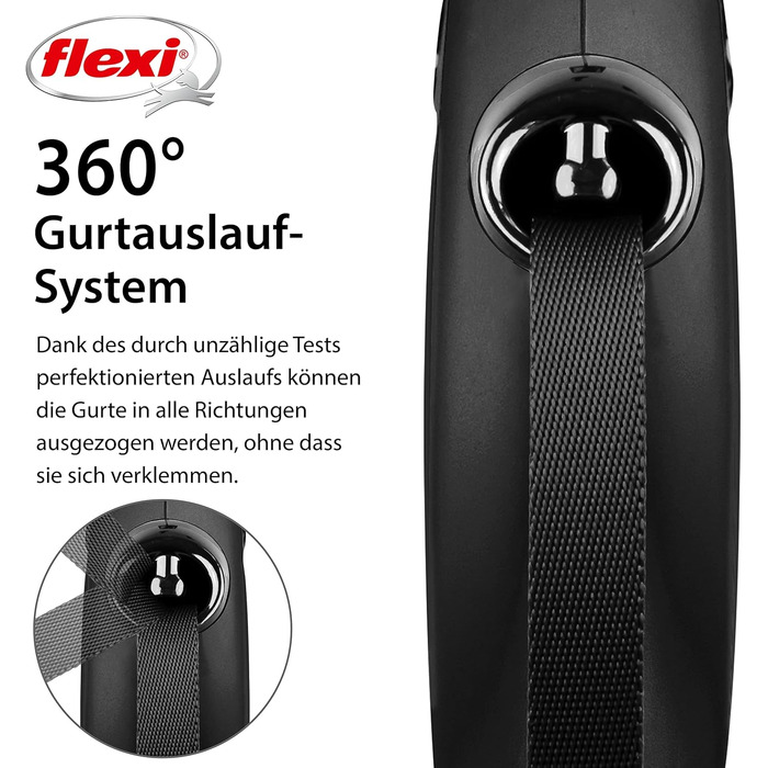 Рулетка Flexi New Classic чорна, 5 м, для собак до 50 кг