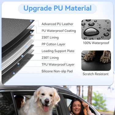 Подовжувач для заднього сидіння автомобіля для собак, PU-шкіра, жорстка основа, чохол на сидіння для собак, автомобільна лежанка для собак, матеріал PU-шкіра, більше місця, витримує 180 кг XL