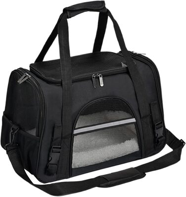 Чорна переноска для котів та собак - зручна сумка-переноска для тварин, легка, довговічна, з вентиляцією, для прогулянок на вулиці