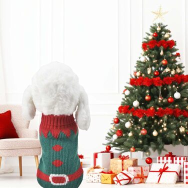 Пуловер для собак MuYaoPet на Новий Рік, костюм Санти для маленьких та середніх собак, теплий в'язаний пуловер з капюшоном, одяг для такс, йоркширських тер'єрів, коргі (зелений, розмір XL)
