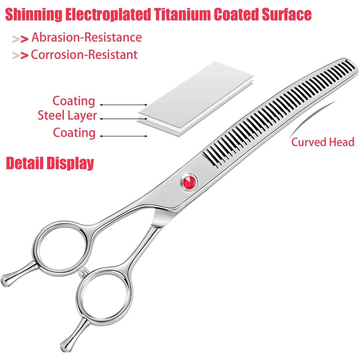Професійна вигнута ножиця для грумінгу собак 7.2 дюйми, з нержавіючої сталі 440C, симетрична ручка