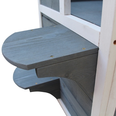 PawHut Cat House Grey 2 поверхи Котяча вілла зі сходами, асфальтовим дахом і вікном, ялинове дерево, 51x51x81.3см для любителів кішок