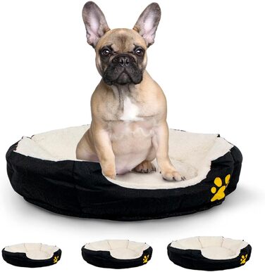 Mobiclinic® Pets Ліжко для собак і котів Pluto, європейський бренд, машинне прання, антиковзке дно, надм'яка тканина, зручно, різні розміри, чорний/білий