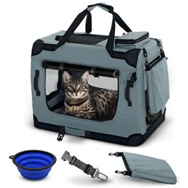 PET VIOLET Транспортна переноска для собак та котів – складана, міцна, сіра, 50x34x36 см