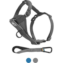 Шлея для собак Kurgo TRU-Fit Smart, велика, сіра, з переднім кільцем для навчання, швидкознімними пряжками та ременем-безпекою для автомобіля