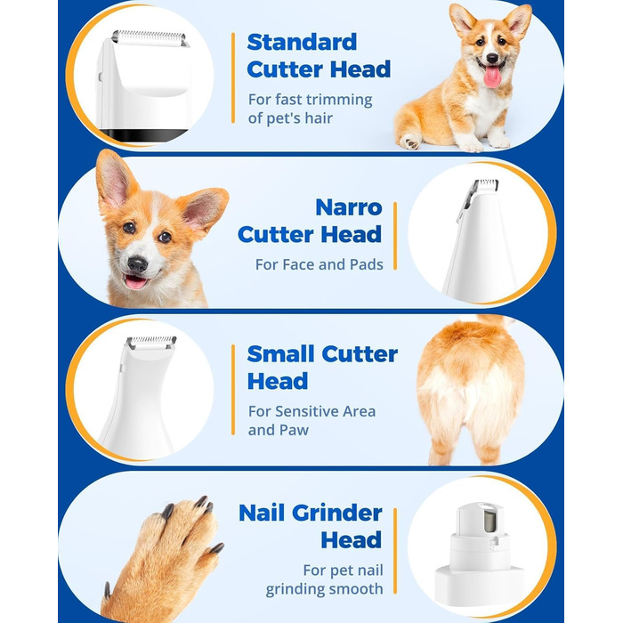 Триммер для собак Paw Trim Pro: тиха, водонепроникна машинка для догляду за лапами, очима, вухами та обличчям (набір)