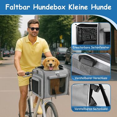 Корзина для собак на велосипед, розширювана, складана, з 4 дверцятами та сітковими вікнами, сумка-рюкзак для тварин, для котів та собак середніх та малих порід