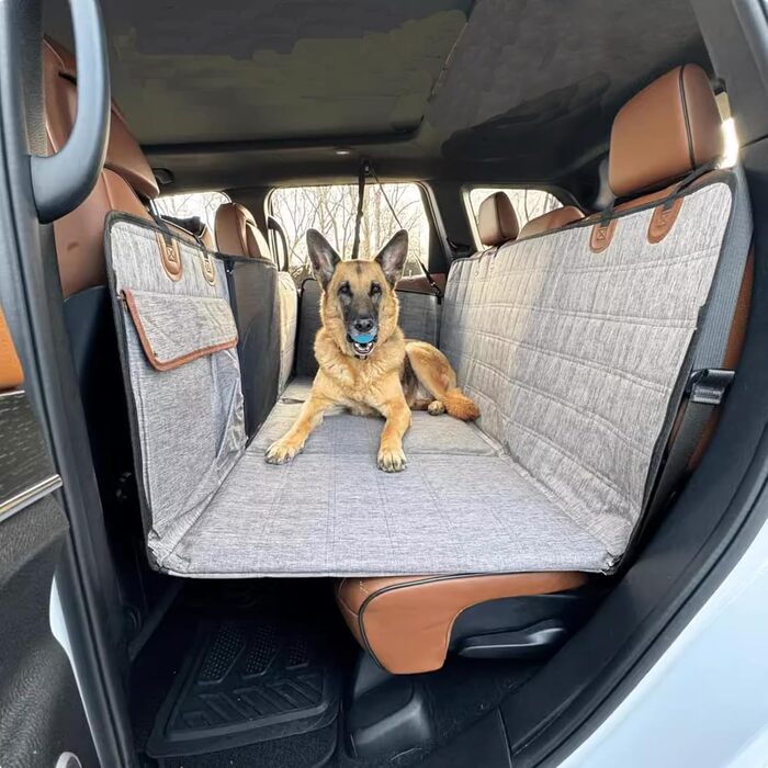 Розширення для заднього сидіння для собак, водонепроникний килимок-гамак для собак з жорстким дном, витримує 130 кг, знімний килимок для заднього сидіння з сіткою, чорний (сірий)