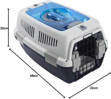 PETCUTE Транспортний бокс для собак та котів: міцний, дихаючий, з зручною ручкою, складний, до 6 кг, сірий+чорний