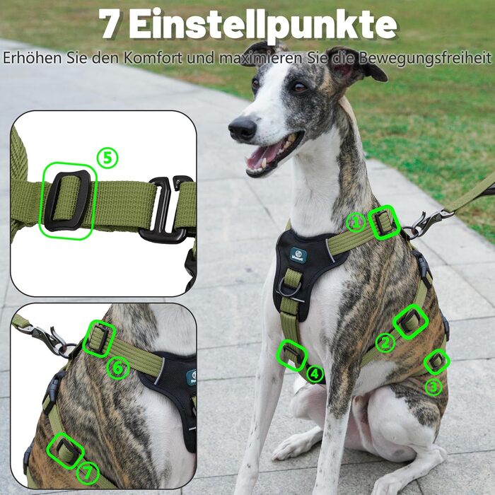Шлейка для собак Paworld, анти-тяга, шлейка від паніки, анти-вислизання, регульована, дихаюча жилетка для собак маленьких, середніх та великих розмірів (XL) Extra Large (упаковка 1), колір: зелений