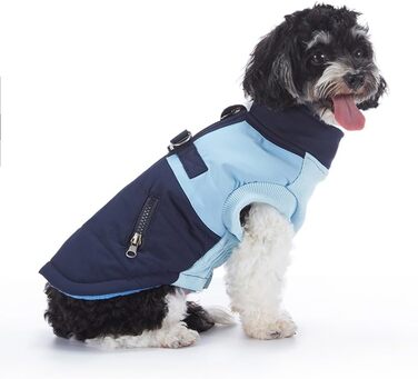 Зимовий теплий пуховик для собак Waerdichter Outdoor, для малих та середніх собак, з світловідбиваючими смугами та отвором для повідка (BLAU, S)