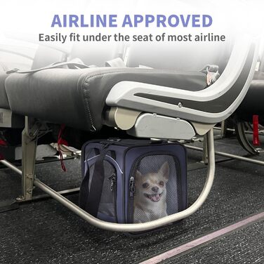 Транспортна сумка Petsfit для котів та собак | Авіапереліт | Сумка-переноска для собак та котів | Безпечний транспорт в авто, літаку та потязі, M/Блакитний Medium