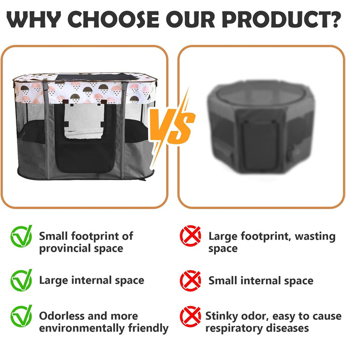 Клітка-забіг для цуценят, переносна огорожа для тварин, сірий колір, розмір M