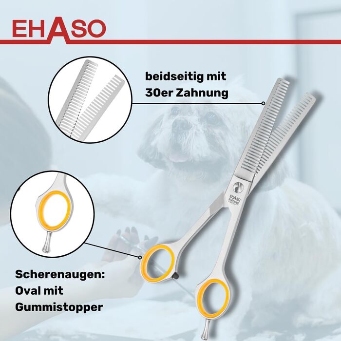 Ножиці для філірування EHASO, 17 см, двосторонні, з зубчастим лезом 30