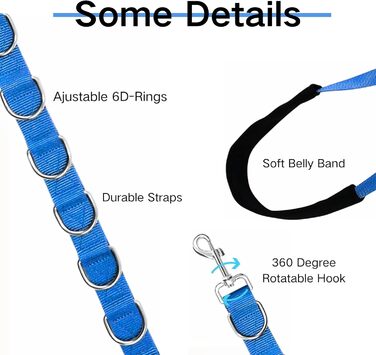 Нашийник для собак 3 шт., міцний, з регульованим тросом та D-кільцями, для грумінгу та купання, блакитний