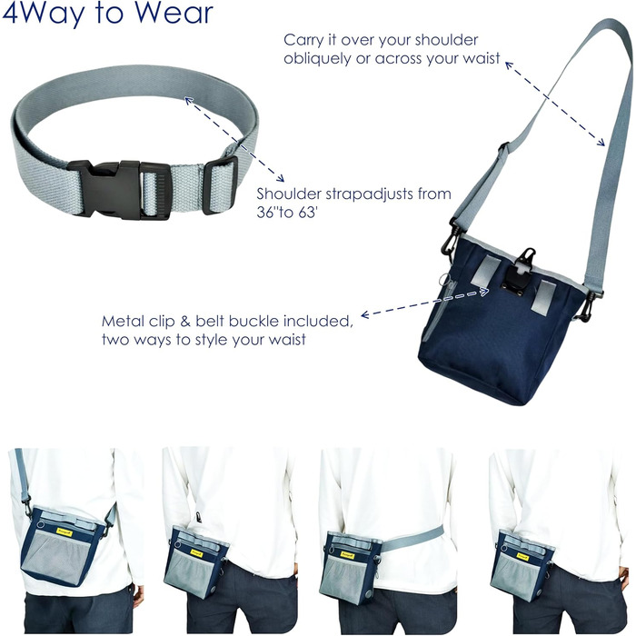 Сумка для ласощів для собак, універсальна сумка для прогулянок з силіконовим кишеньком, мішок для корму для дресирування собак та дозатор ласощів, ідеальна для активного відпочинку на природі (Чорний 4 чашки) (5. Синій 4 чашки)