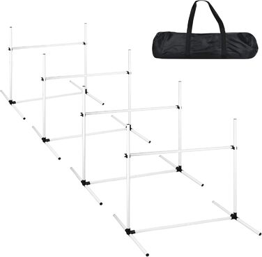 Набір для аджиліті Yardin Agility Set для собак: 4 перешкоди, регульована висота, стійки для слалому, сумка, тренувальний набір для собак, 104 x 70 x 101 см, білий
