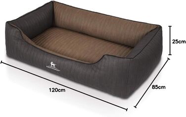 Ортопедичне собаче ліжко Knuffelwuff Outback XXL з лазерного стеганого штучного шкіряного покриття, 120 x 85 см - знімний чохол - легко мити - для великих, середніх та маленьких собак (Чорний/Бежевий, L 120 x W 85 x H 25 см)