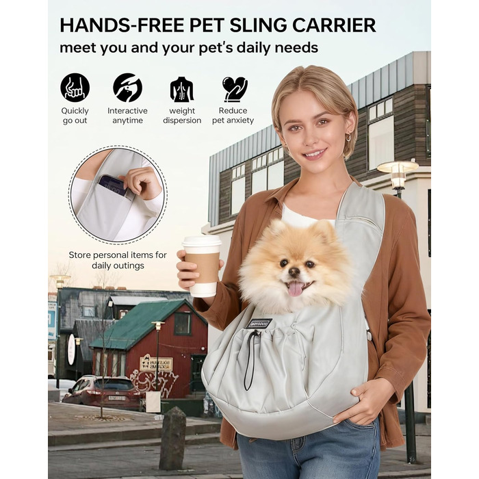 Сумка-переноска для собак та котів, широкі підплічники, регульована, ергономічна, сіра, до 5,4 кг