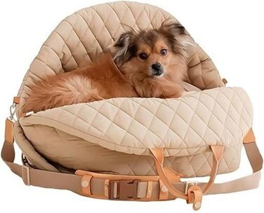 Міцна переноска для собак ZYHARUKO з кишенькою для зберігання, 3-сторонні кільця, неслизьке дно для авто, подорожей, дому, зручна переноска для собак (кремовий)