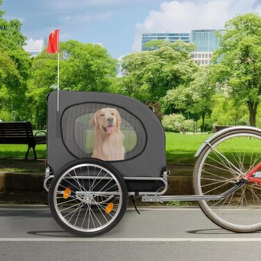 Велосипедний тримач для собак до 40 кг з прапором, водостійкий (600D Oxford), сірий