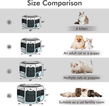 X-ZONE PET переносний складаний вольєр для собак і котів, 600D оксфорд, знімна кришка на блискавці, для дому та вулиці