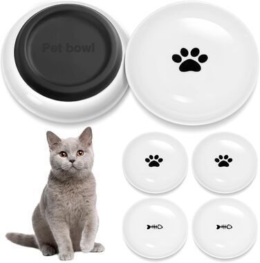 Набір мисок для котів Otauoaea (6 шт.) з кераміки, неслизький набір мисок для корму для котів та маленьких собак