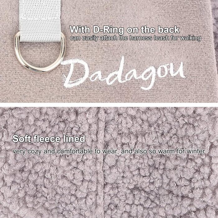 Зуена Теплий зимовий одяг для собак, флісова куртка для маленьких собак, теплий одяг для цуценят, м'який жилет для домашніх тварин з кільцем D, вітронепроникний одяг для холодної погоди для Чихуахуа, Йорка, сірий, XL