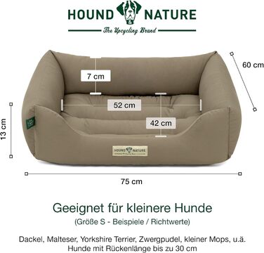 Еко-лежак для собак HOUND & NATURE Bern, м'який, розмір S, для малих порід, двосторонній, знімний чохол, 75x60 см, кольору тауп