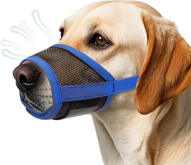 Майка-намордник для собак, м'який Air Mesh, для малих, середніх та великих собак, проти гавкоту та гризіння, дихаючий, можна пити, регульована стрічка, підходить для Німецької вівчарки, Хаскі