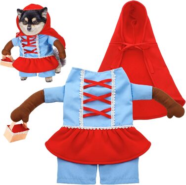 Костюм для собак Huhumy Rotkäppchen на Хелловін: милий, кумедний косплей для маленьких, середніх та великих собак (розмір S), обхват шиї 29.9 см, обхват грудей 43 см