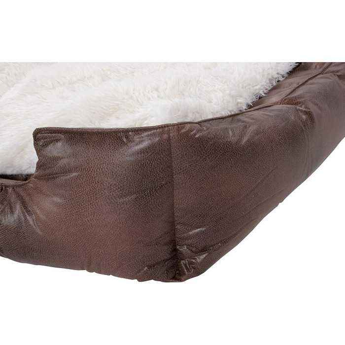 Ліжко для собак DeluxePet 'Schlummer' 100x70 з штучної шкіри, 2в1 з поворотним матрацом, для великих собак, коричневе