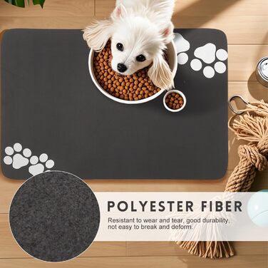 Килимок під миски для котів та собак SUKUTU, чорний, 40x60 см, неслизький, швидковисихаючий