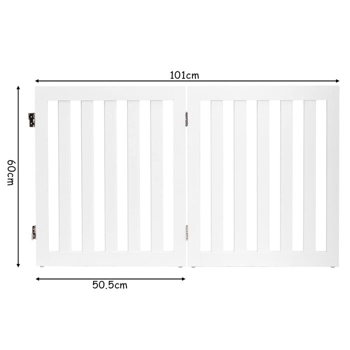 GYMAX Захисне ґратка для собак 60 см, 2 панелі, білий. Розкладне та регульоване захисне ґратка з 360° шарніром та покриттям, для використання в приміщенні та на вулиці.