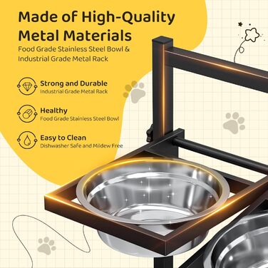 Підвищена годівниця для собак з регулюванням висоти та кута, 2 миски, антиковзаюча підстилка