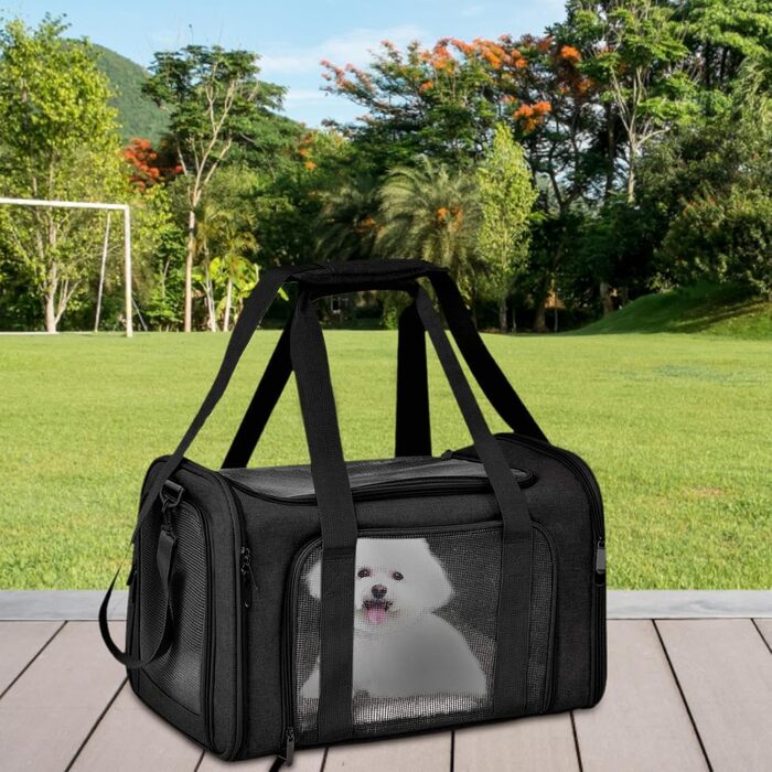Транспортна переноска для собак та котів, чорна. Складана переноска для тварин, переноска для подорожей.
