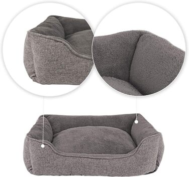 М'яке ліжко для собак та котів Lionto, сіре, 75x60 см, знімний чохол, антиковзаюче дно