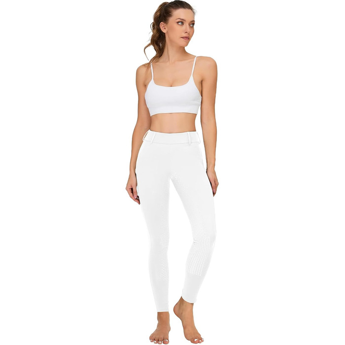 Легінси для їзди верхи зимові жіночі Vollbeatz Thermo з флісовою підкладкою, непромокаючі, з кишенею для телефону та петлями для ременя (білі, XL)