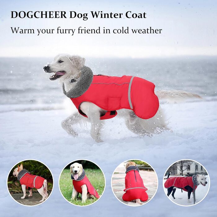 Dogcheer тепла зимова куртка для собак, водонепроникна та вітрозахисна, з флісовим коміром і світловідбивачами, для малих, середніх і великих порід